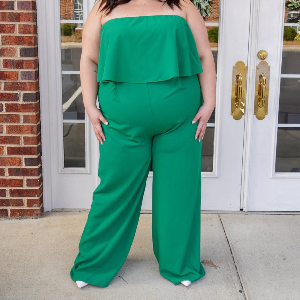 Strapless green jumpsuit